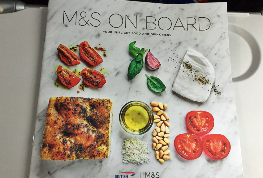 British Airways buy onboard menu